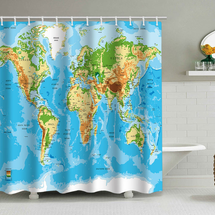 Vintage World Map Shower Curtain Stornfield