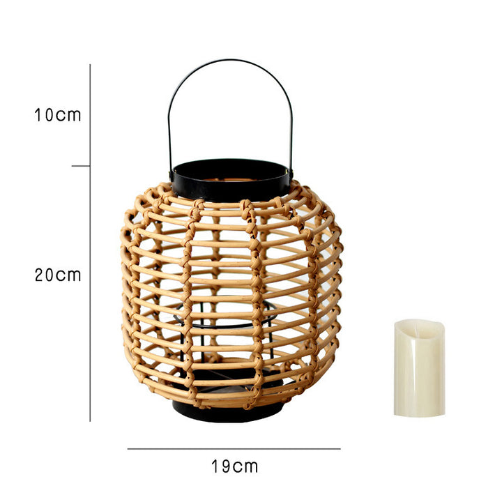 Decorative lantern made of braided rattan Stornfield