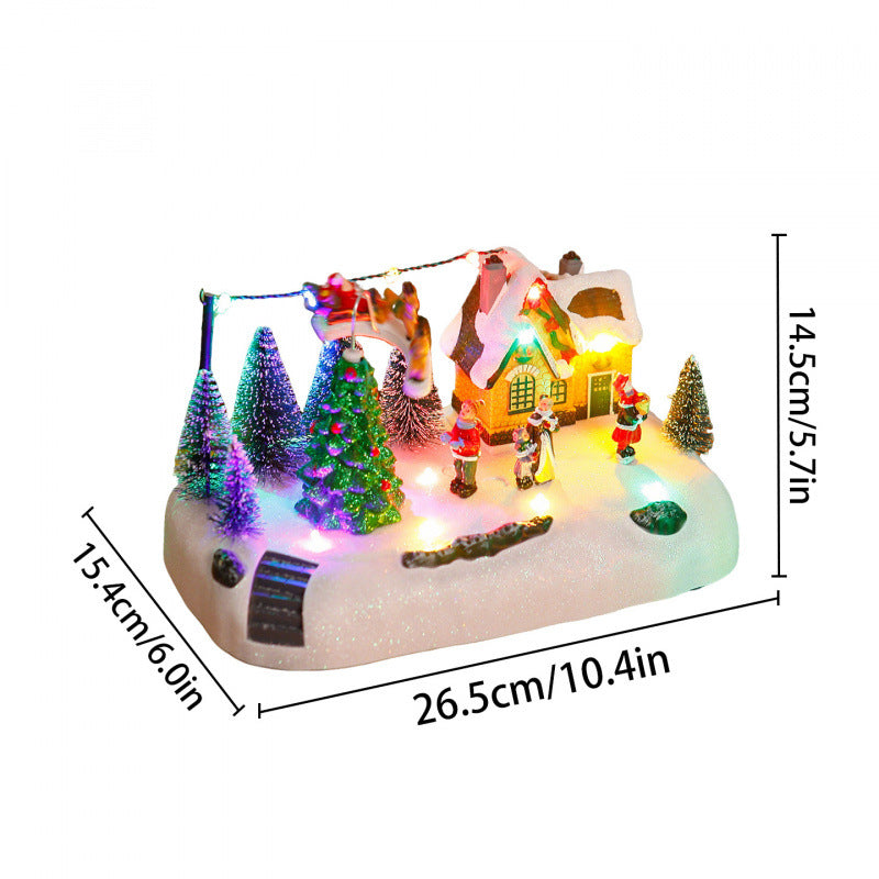 Shopping center Christmas village with luminous figures Stornfield