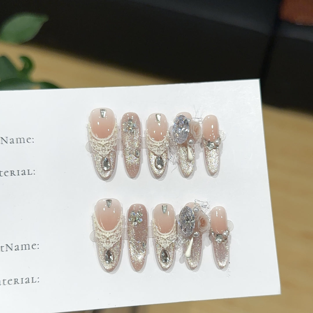 Elegant Rhinestone and Glitter Press-On Nails