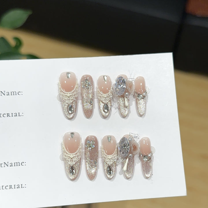 Elegant Rhinestone and Glitter Press-On Nails