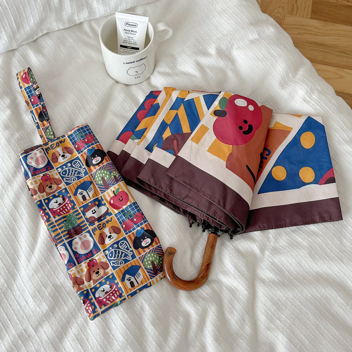 Ladies Foldable Umbrella with Playful Animal Designs Stornfield