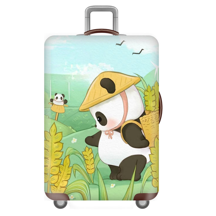 Unisex non-elastic suitcase cover for hard shell trolley with cute panda design, stretch protective cover with handle and wheel openings Stornfield