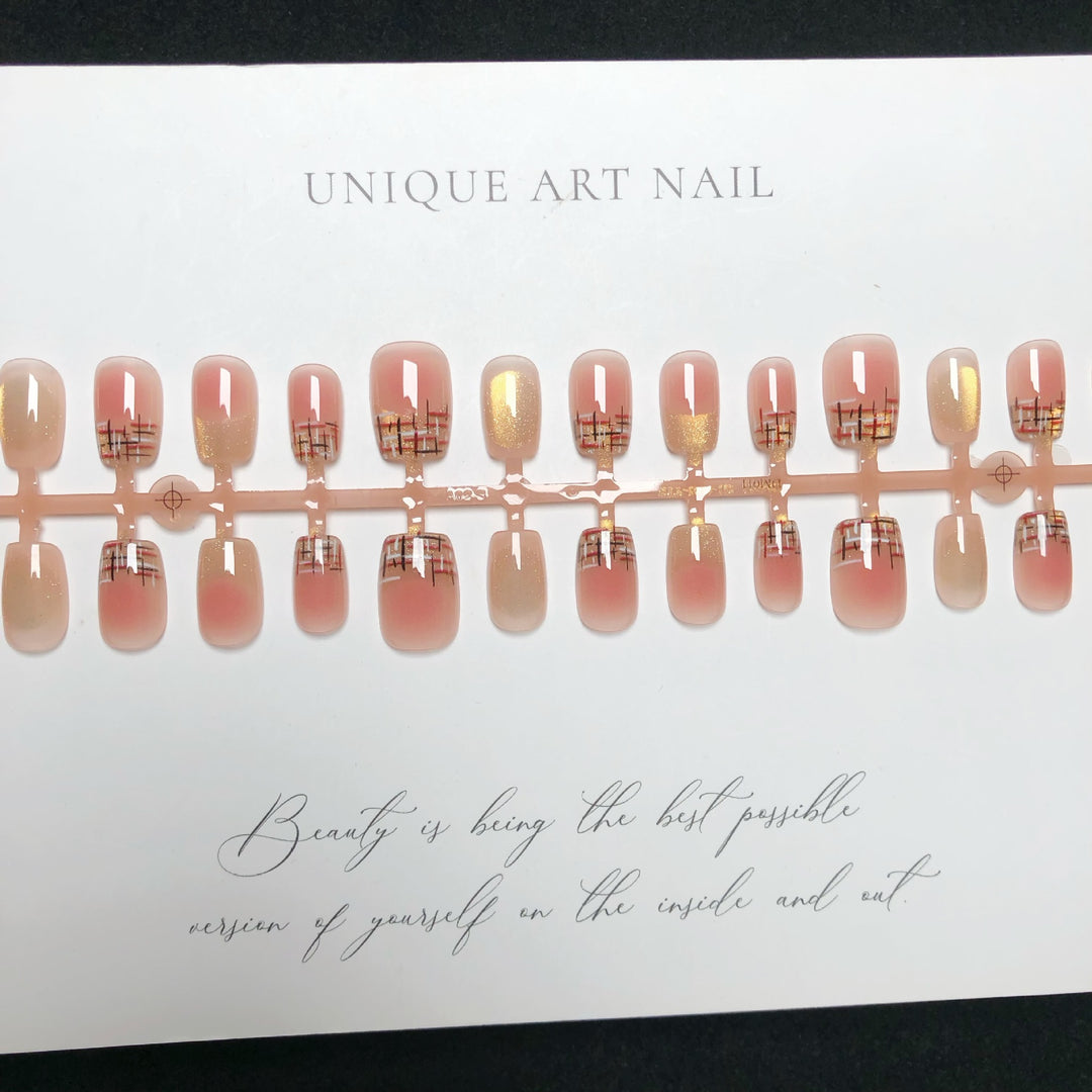 Elegant Ombre Press-On Nail Set with Artistic Design