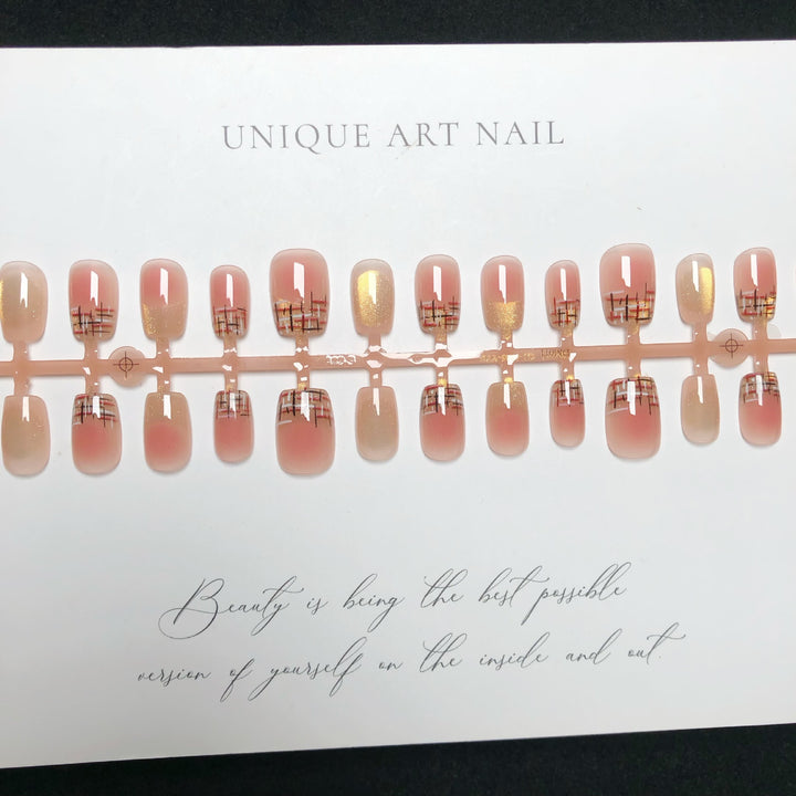 Elegant Ombre Press-On Nail Set with Artistic Design