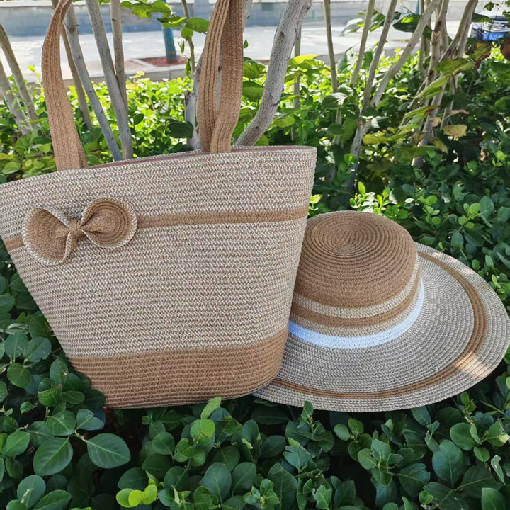 Elegant sun hat with wide brim and subtle stripe pattern Stornfield