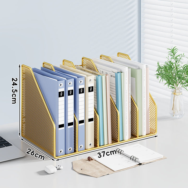 Mesh Desktop Vertical File and Folder Organizer Rack with Wide Slots and Non-Slip Base