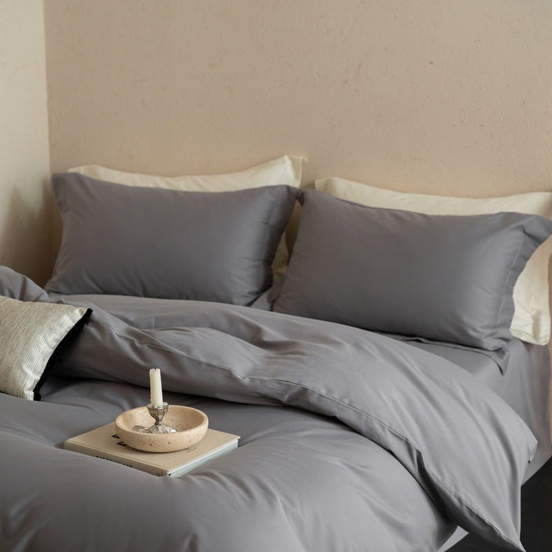 Premium cotton satin bed linen set with soft hotel closure