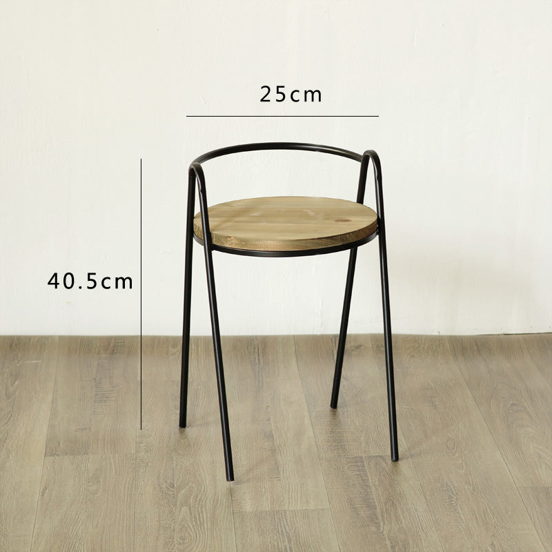 Modern stool with wooden seat and metal frame Stornfield