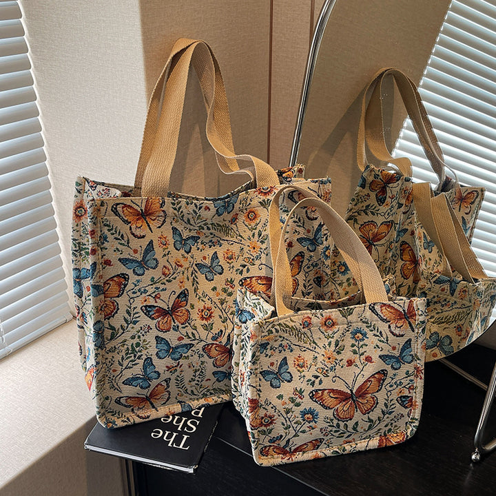Floral Patterned Fabric Tote Bag