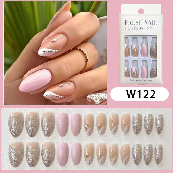 Elegant Artificial Nail Tips with Glitter Accents Stornfield
