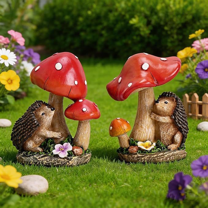 Cute decorative figure with hedgehog and fly agarics Stornfield