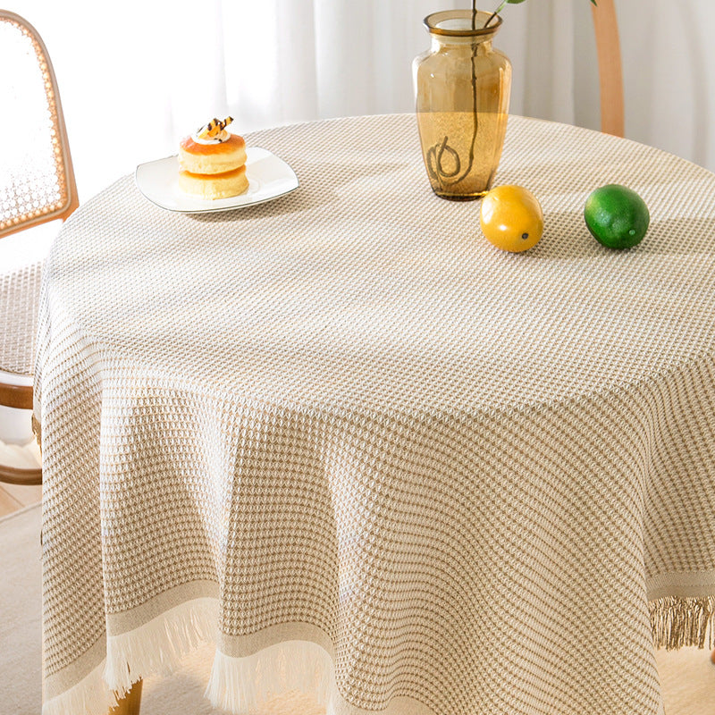 Stornfield | Modern Waffle Tablecloth, Knitted Lace Fabric Coffee Cloth, Round Tablecloth, Rectangular Tablecloth