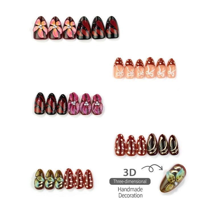 Autumn-Themed Butterfly Press-On Nails