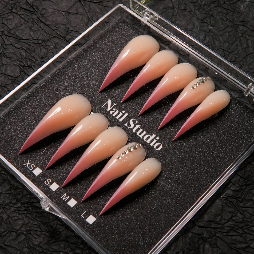 Stiletto Press-On Nail Enhancements with Rhinestone Accents
