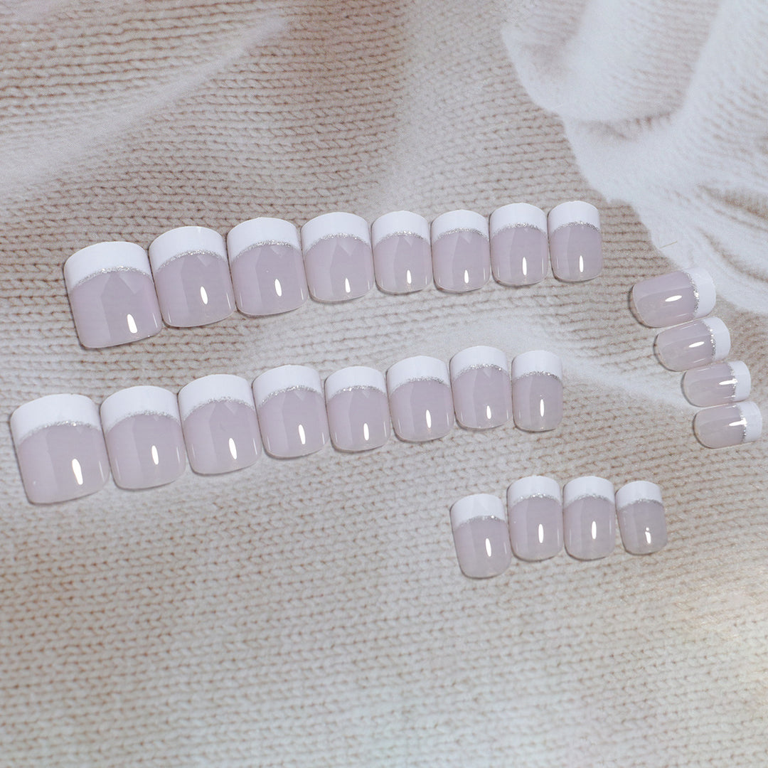 Glossy French Tip Press-On Nail Set Stornfield