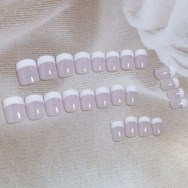 Glossy French Tip Press-On Nail Set Stornfield