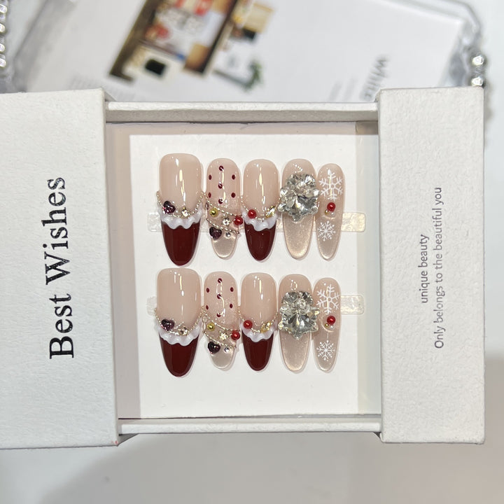 Glittery Press-On Nail Art Set with Snowflake Design Stornfield