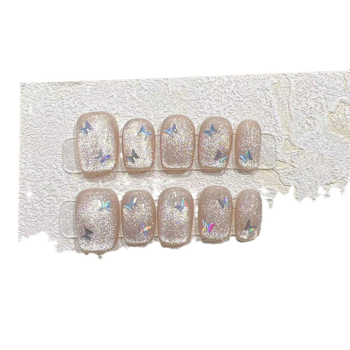 Glittering Press-On Nail Set with Star Accents Stornfield