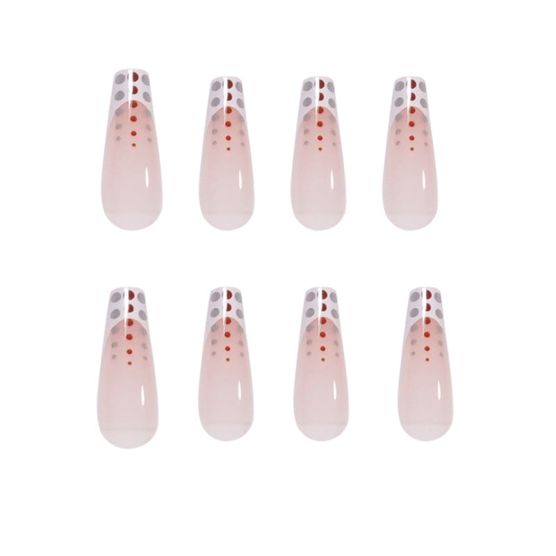Artistic Nail Extensions with Elegant Dots and Shimmering Ombré Stornfield