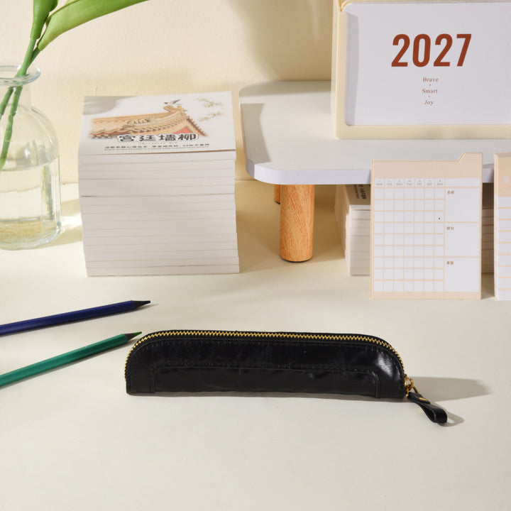 Premium Leather Zippered Pencil Case
