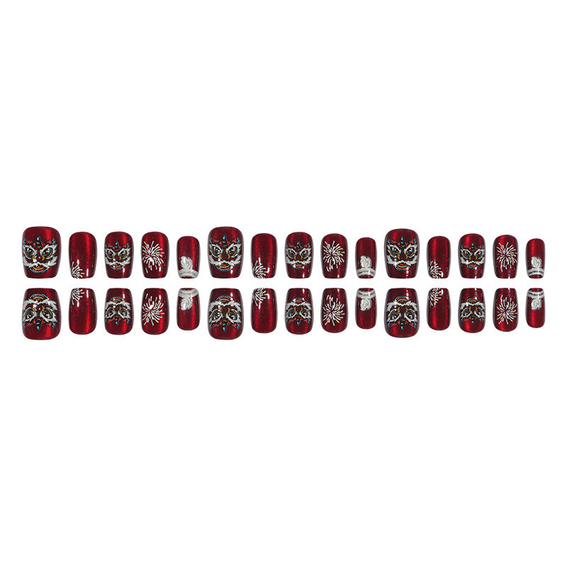 Artistic Holiday-Themed Press-On Nail Design Stornfield