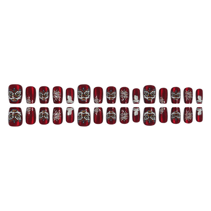 Artistic Holiday-Themed Press-On Nail Design Stornfield