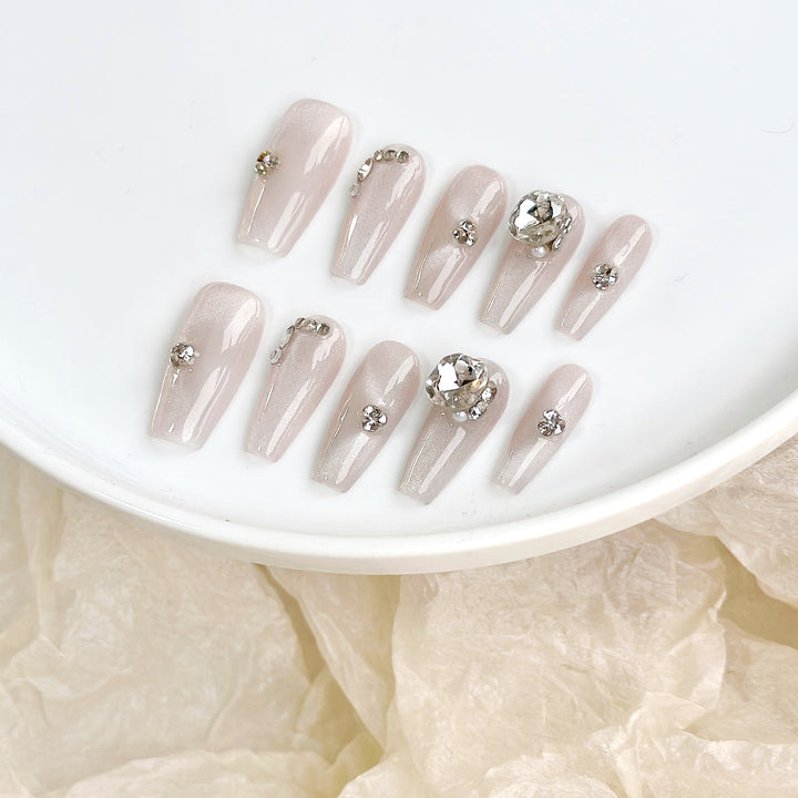 Premium Nail Art Set with Handcrafted Rhinestone Accents