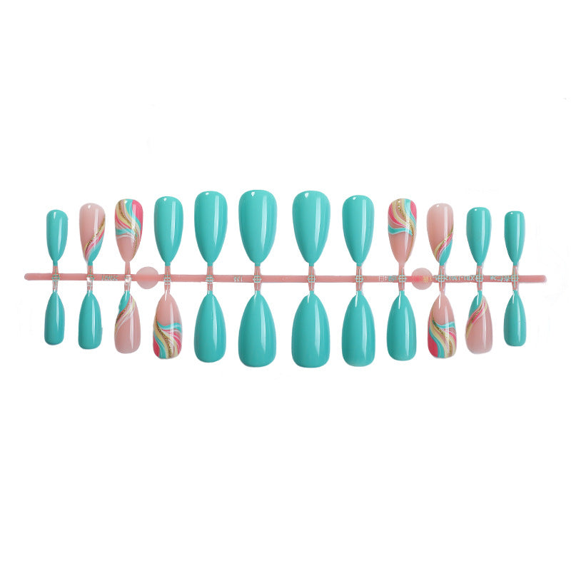 Artistic Press-On Nails Set with Unique Swirl Patterns Stornfield