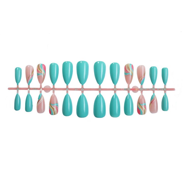Artistic Press-On Nails Set with Unique Swirl Patterns Stornfield
