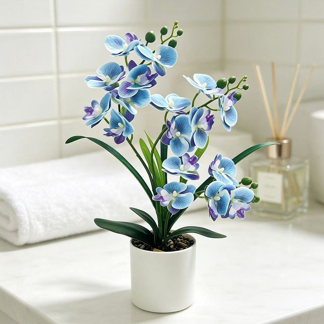 Lifelike Artificial Orchid Plant Arrangement for Decorative Decor