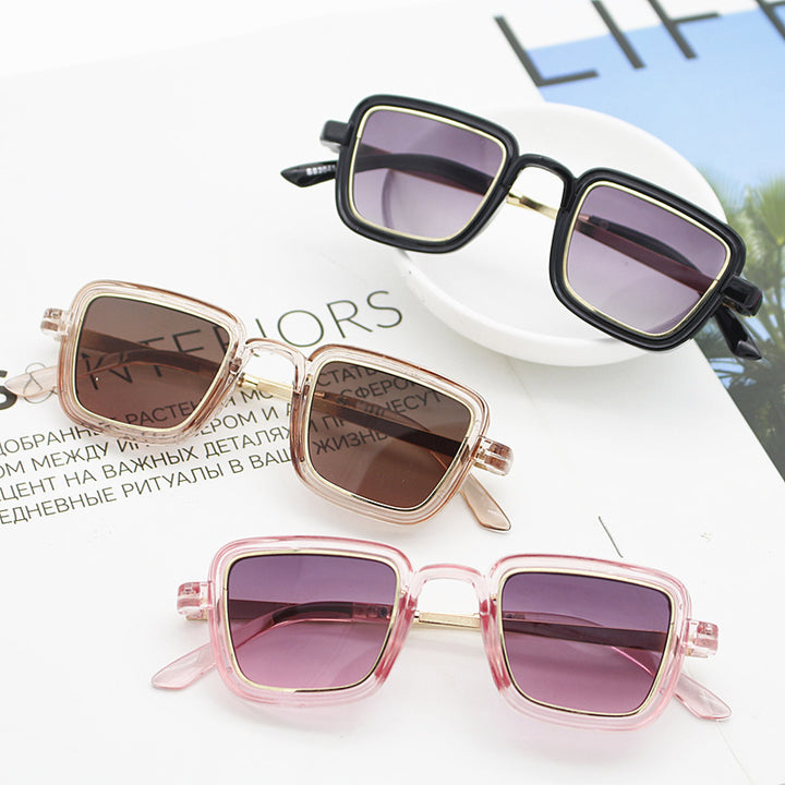 Women's square sunglasses with transparent frame and gold accents Stornfield