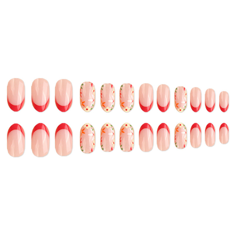 Floral French Tip False Nail Art Stornfield