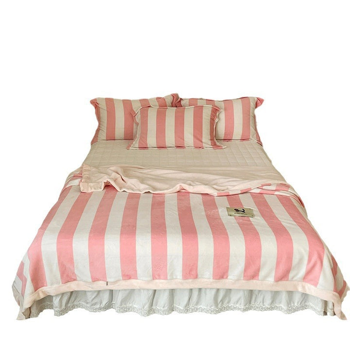 Oversized Striped Plush Wearable Blanket Poncho