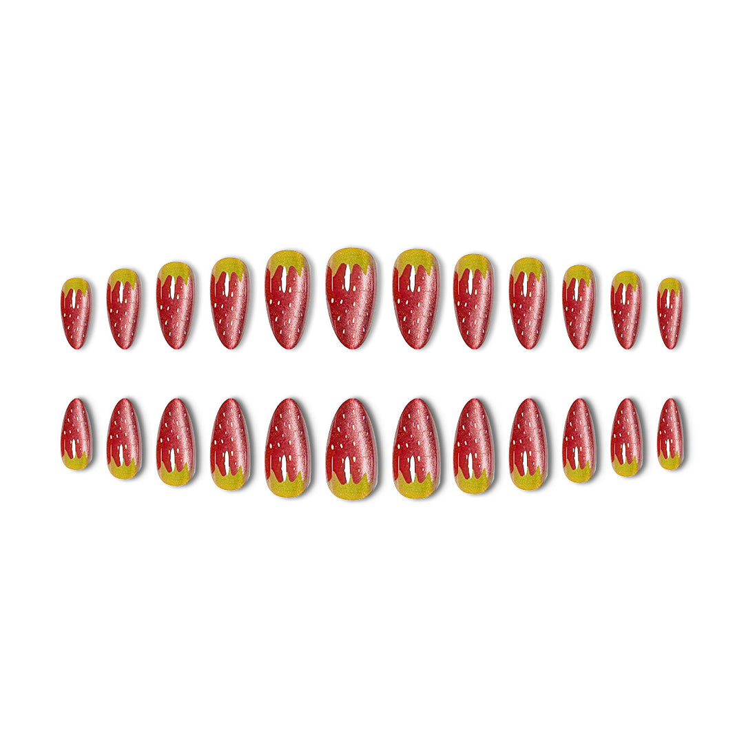 Strawberry-Themed Acrylic Nail Enhancements Stornfield