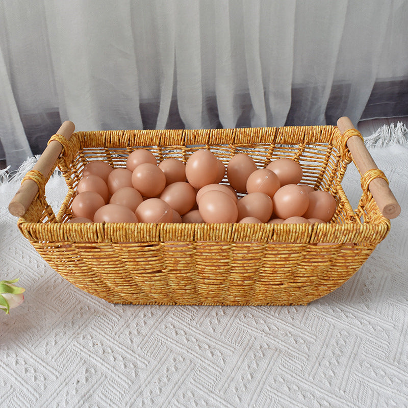 Handwoven Storage Basket with Wooden Handles Stornfield