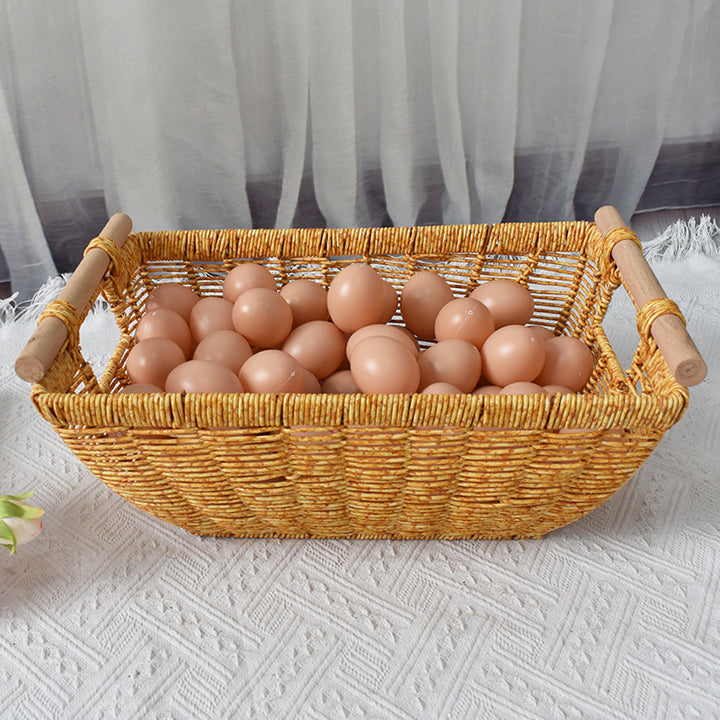 Handwoven Storage Basket with Wooden Handles Stornfield