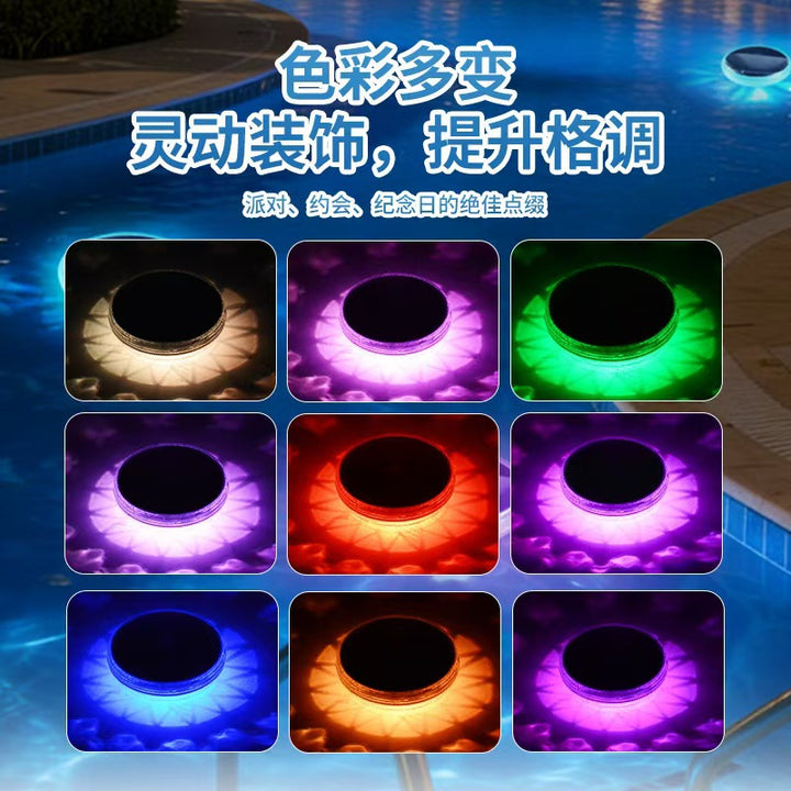 Floating Solar RGB Pool Lights With Waterproof LED Ring And Dusk-To-Dawn Sensor Stornfield