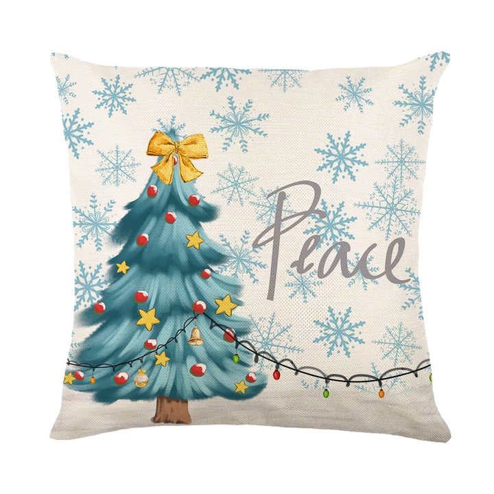 Square Cotton-Linen Holiday Deer 'Believe' Decorative Pillow Cover with Concealed Zipper
