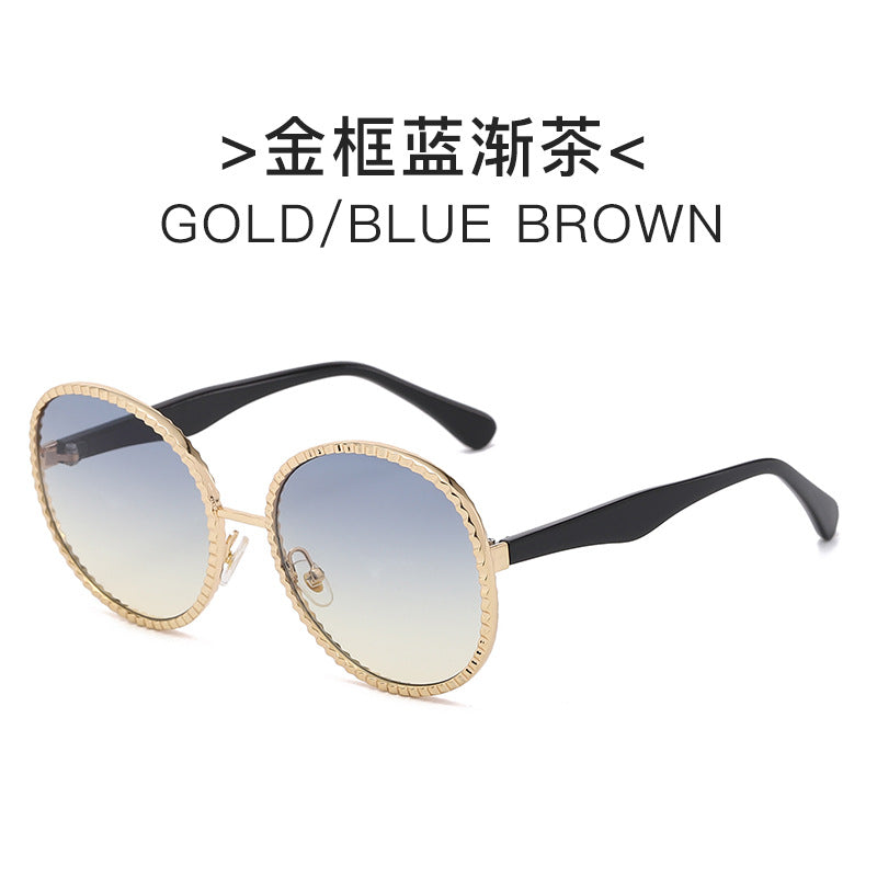 Women elegant oversized sunglasses with woven golden frame Stornfield