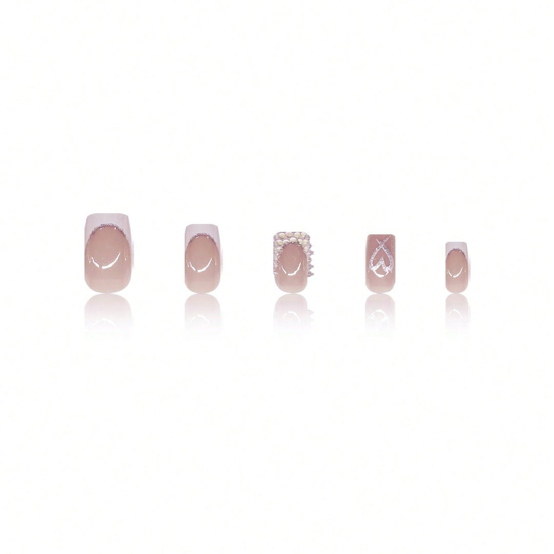 Decorative Rhinestone and Heart Design Press-On Nails Stornfield