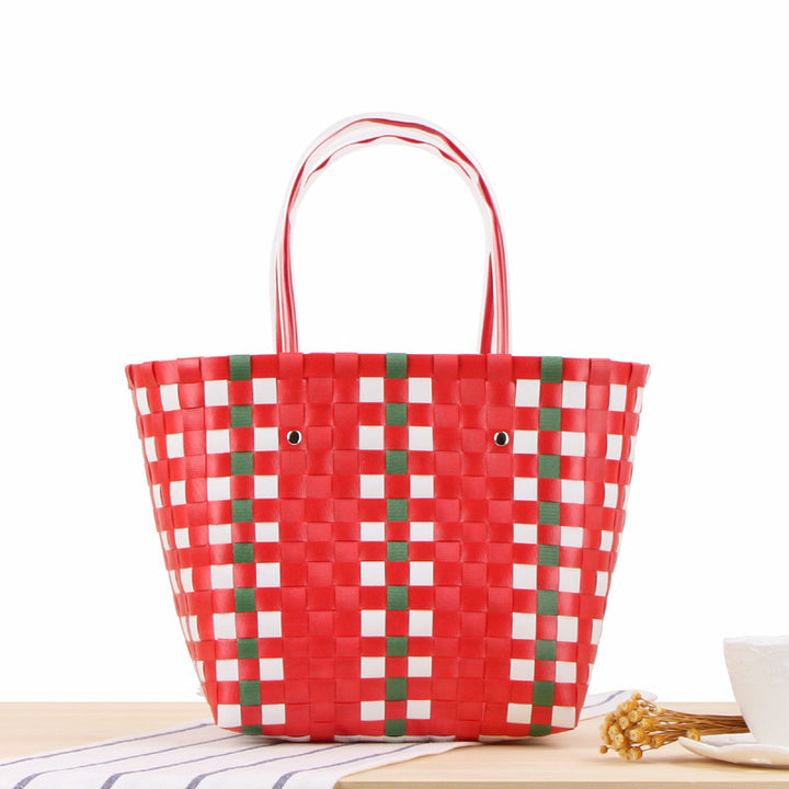 Braided shopping bag with colorful pattern Stornfield