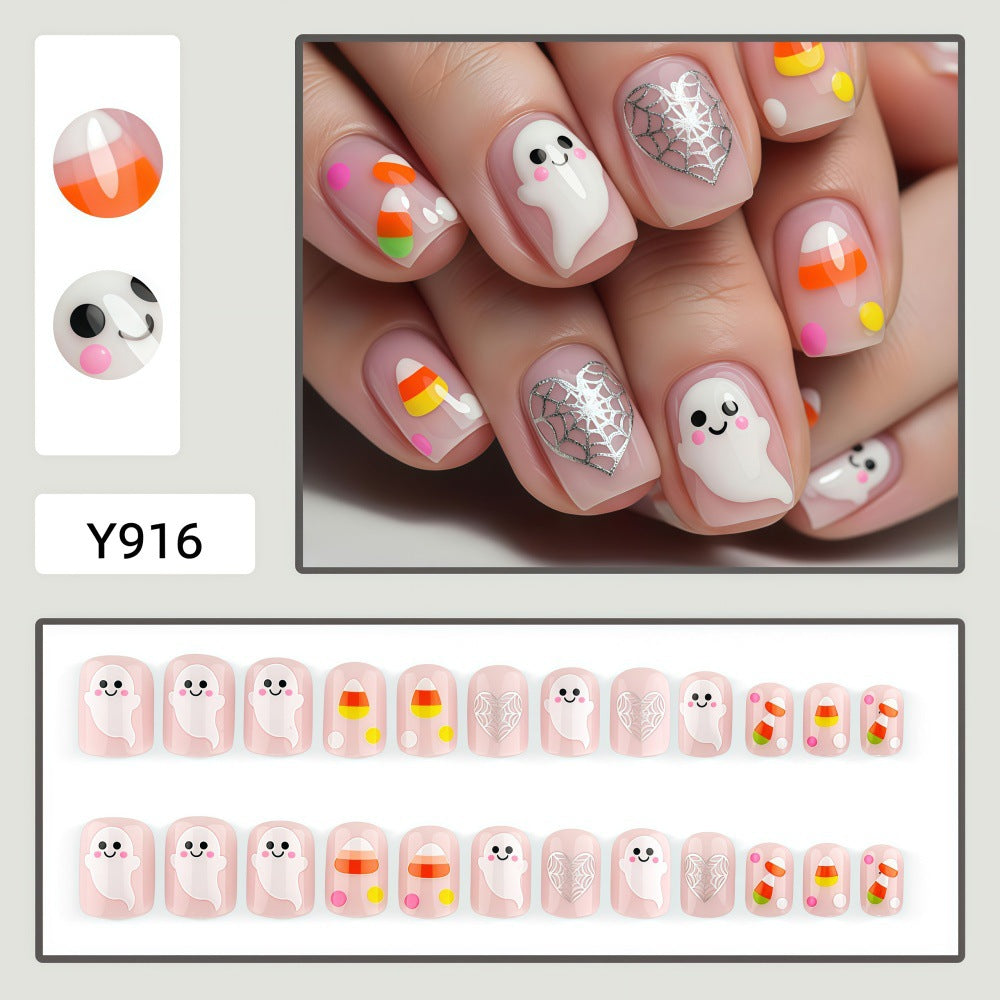Halloween Artificial Nails with Ghost and Candy Designs Stornfield