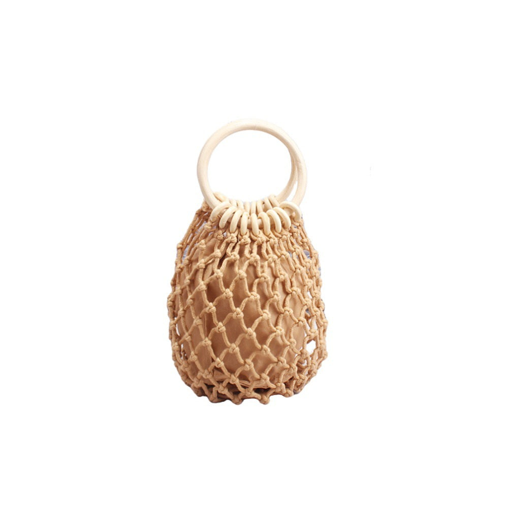 Macrame Carrying Bag with Wooden Handles Stornfield