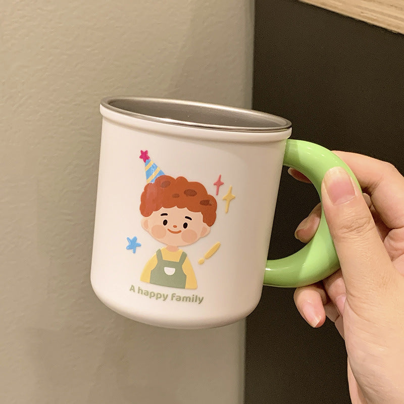 Stainless steel ceramic mug with cheerful family motif Stornfield