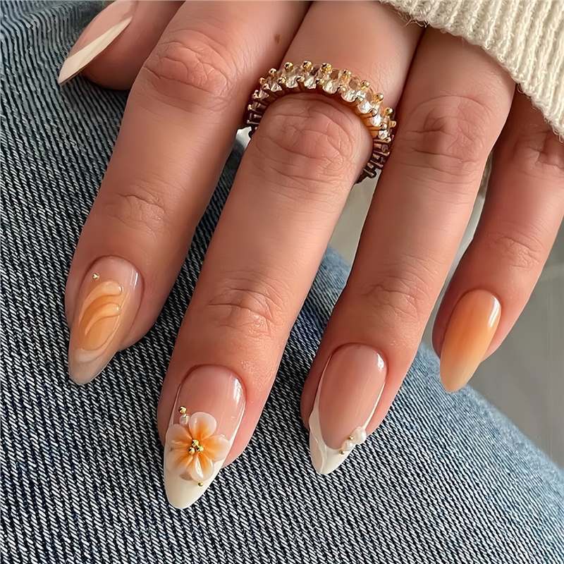 Decorative Floral Acrylic Nail Set Stornfield
