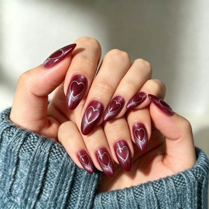 Heart Design Stiletto Press-On Nails
