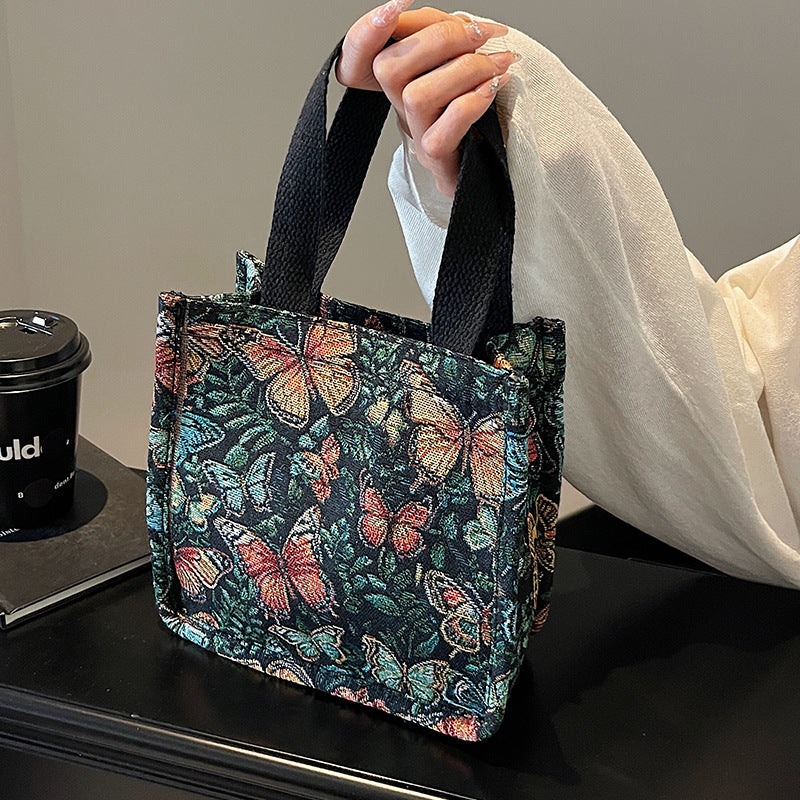 Floral Patterned Fabric Tote Bag