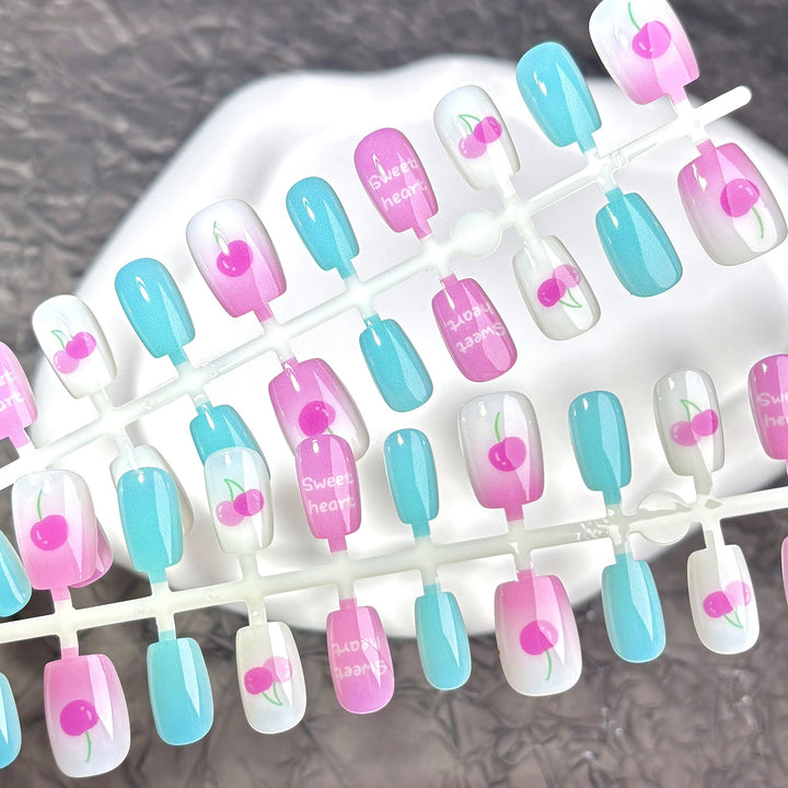 Playful Cherry-Themed Press-On Nail Set