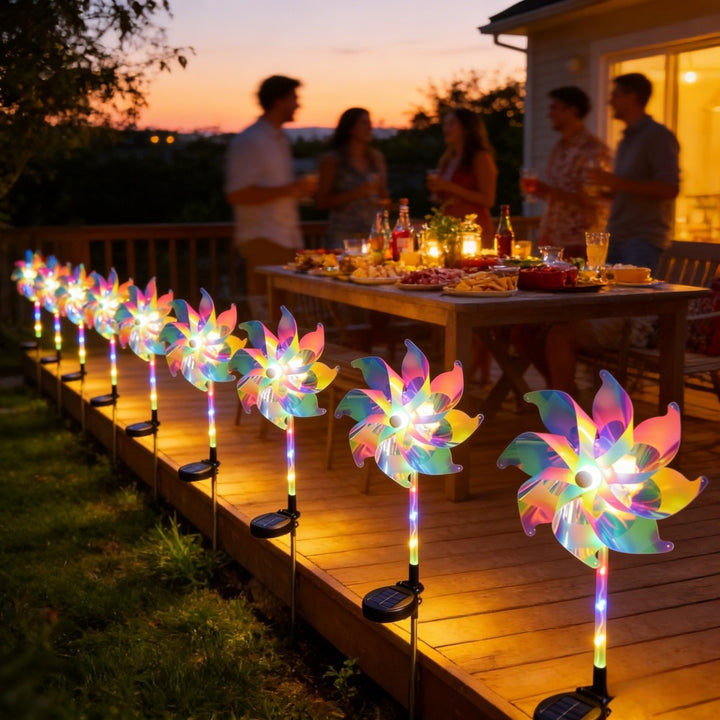 LED Solar-Powered Spinning Pinwheel Pathway Stake Lights Stornfield